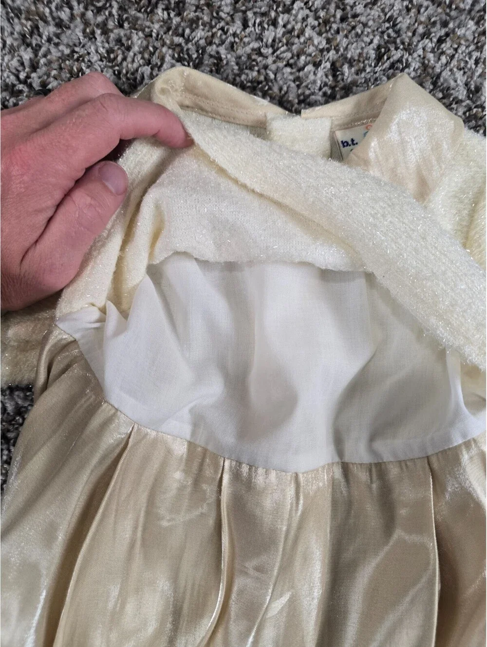 Vintage 1990s BT Kids Baby Girls Sz 6M Formal Dress Beige Champagne Satin